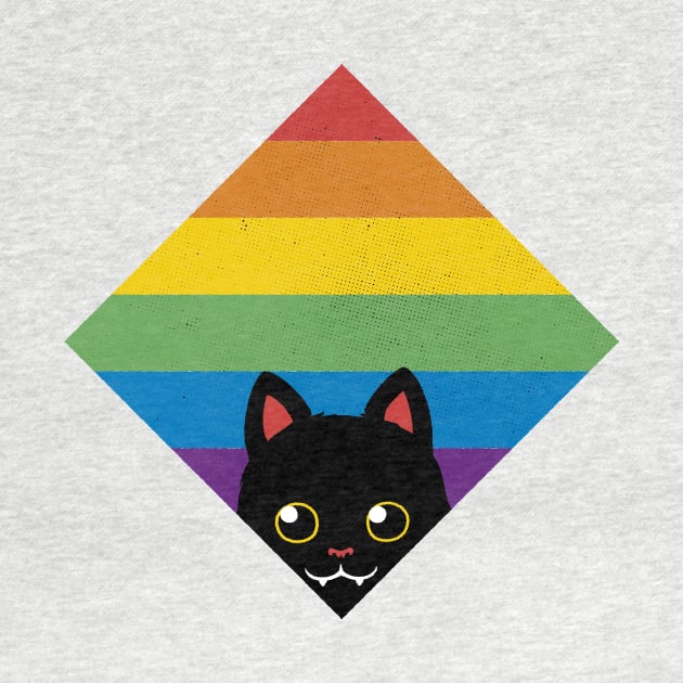 Peeking Cat Rainbow Pride Square Flag by Tobe Fonseca by Tobe_Fonseca